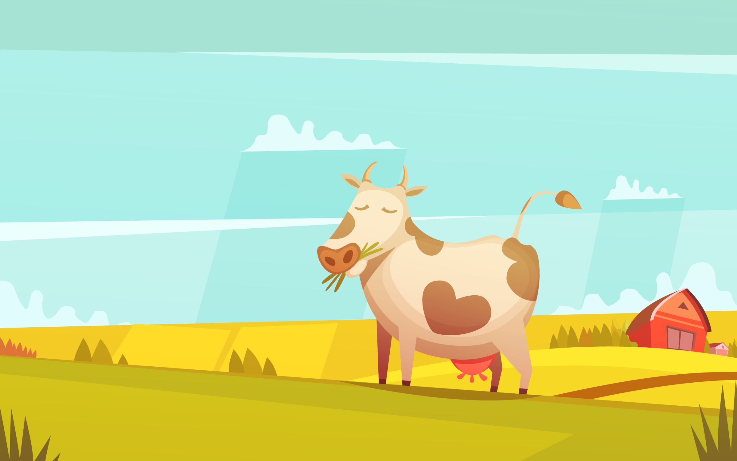 Illustration : vache dans une prairie
